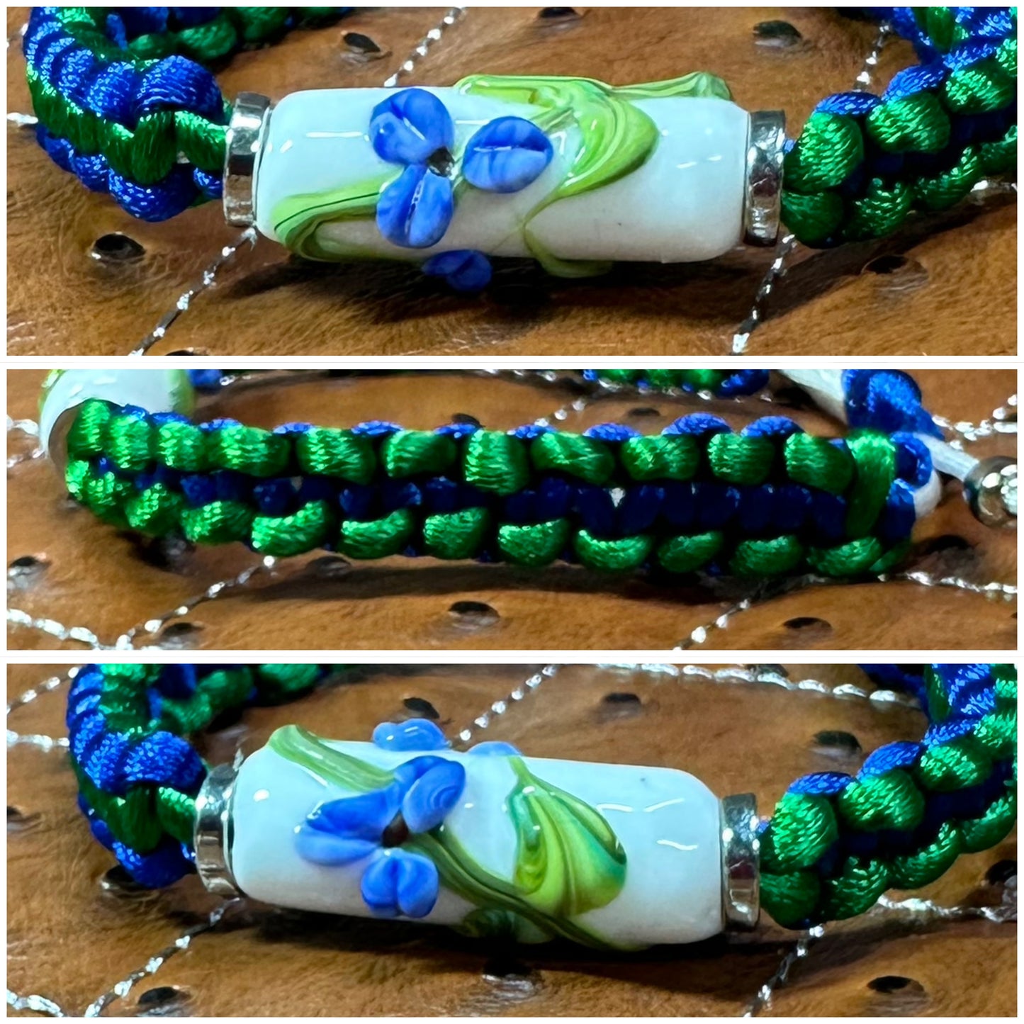 Blue flowers on blue & green - Dr. Jen Jitsu