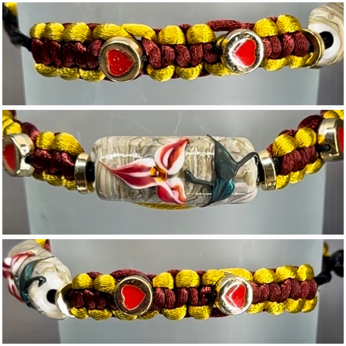 Red & white flower with gold hearts - Dr. Jen Jitsu