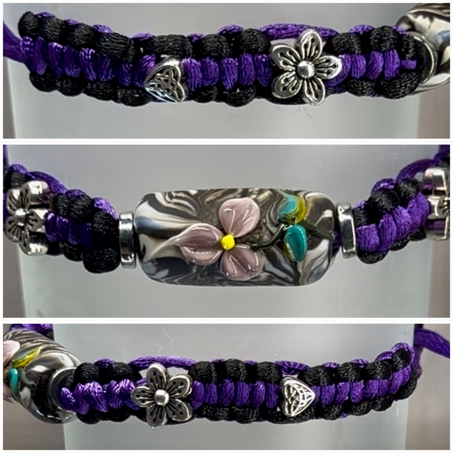 Lilac flower with silver charms - Dr. Jen Jitsu