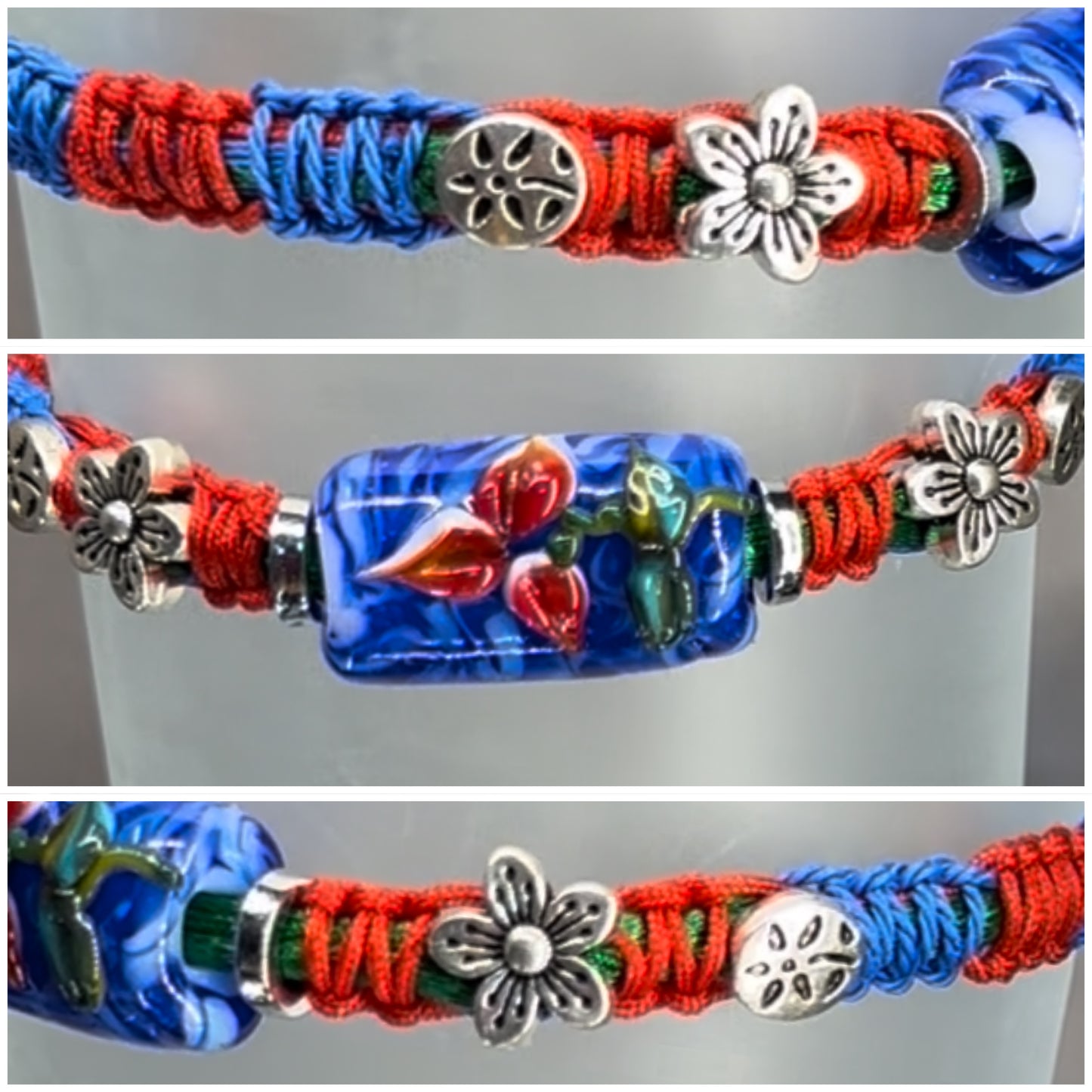 Red flowers with silver flower charms - Dr. Jen Jitsu