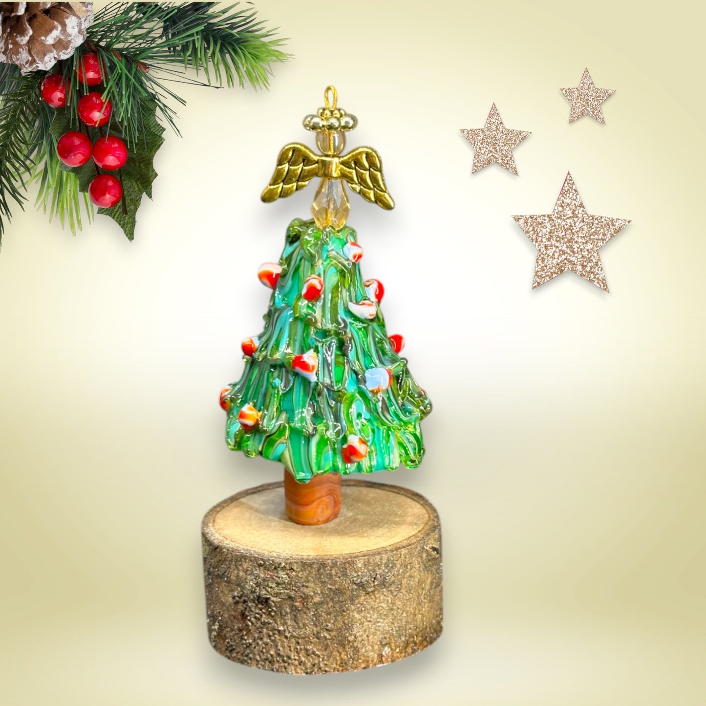 Miniature Christmas Tree with a Golden Angel 1 - Dr. Jen Jitsu