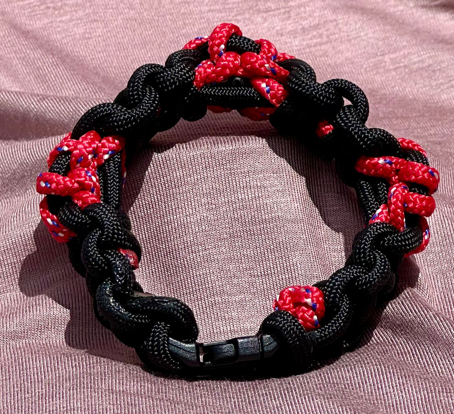 Paracord Bracelet with Red Flower Designs - Dr. Jen Jitsu