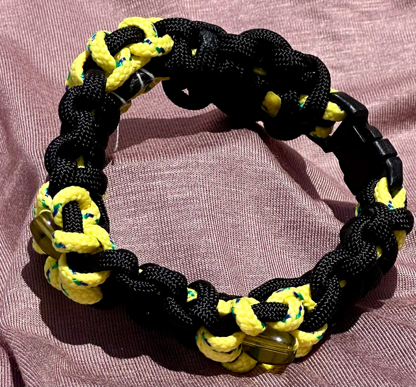 Paracord Bracelet with Yellow Flower Designs - Dr. Jen Jitsu