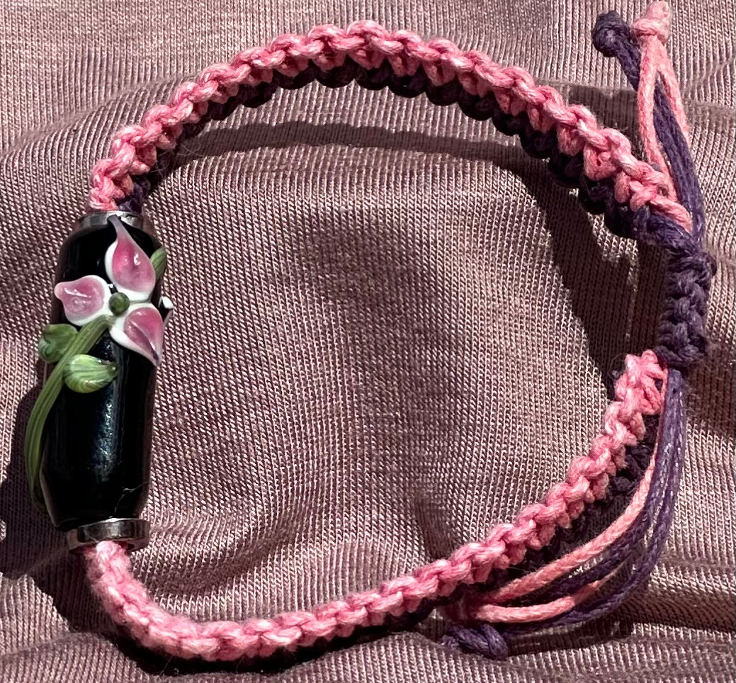 Pink flowers with pink & purple cord - Dr. Jen Jitsu