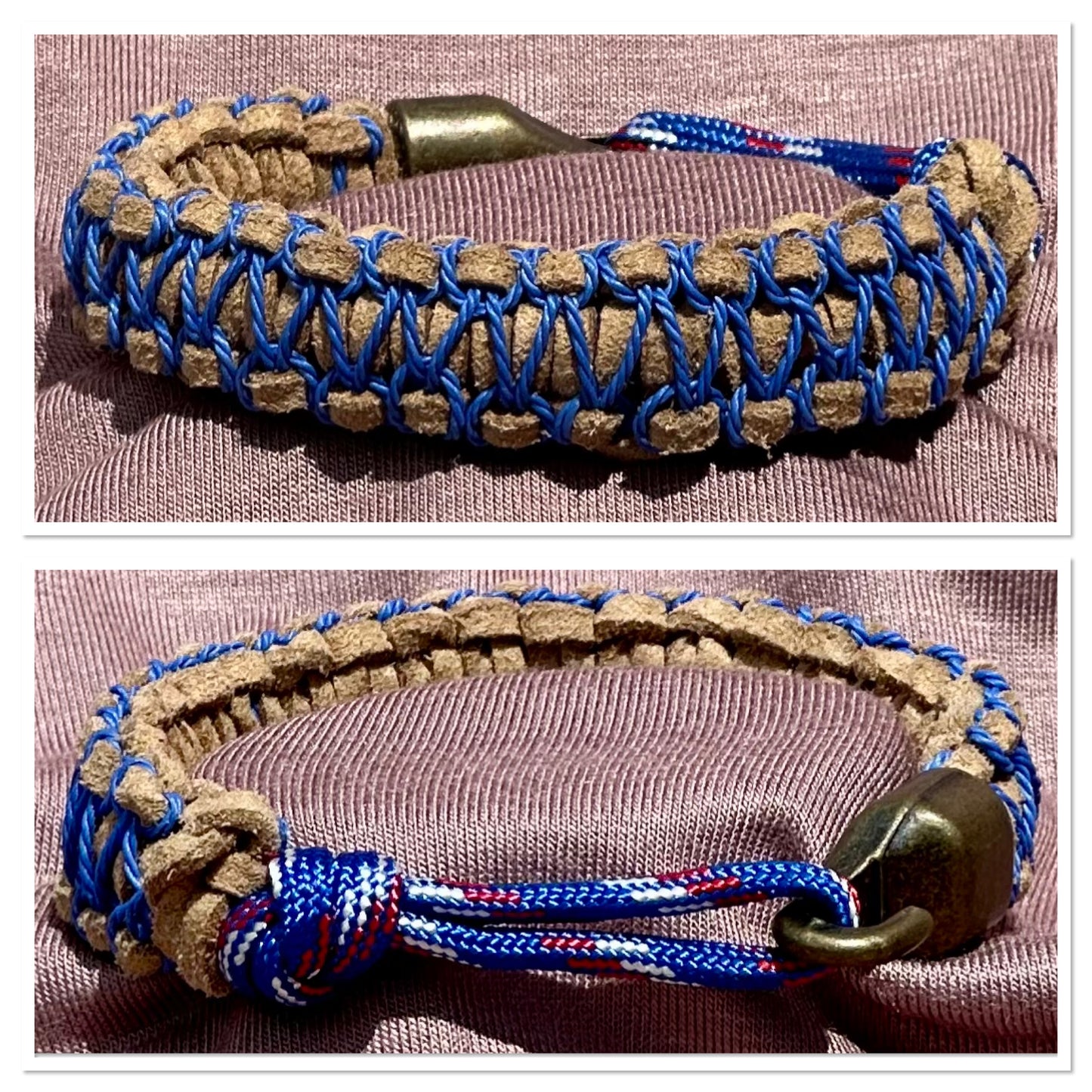 Paracord Bracelet of Suede and Blue Paracord - Dr. Jen Jitsu