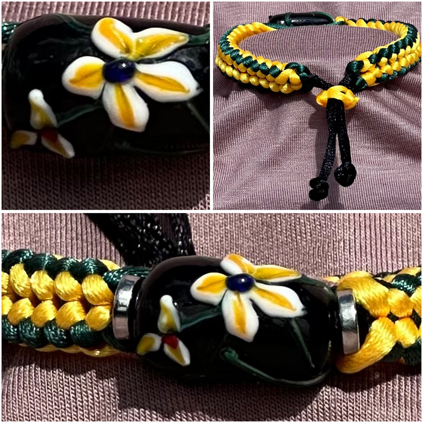 Yellow flowers on yellow & green cord - Dr. Jen Jitsu