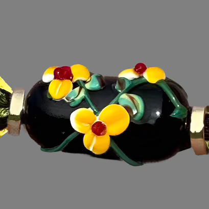 Yellow flowers on yellow & green cord - Dr. Jen Jitsu