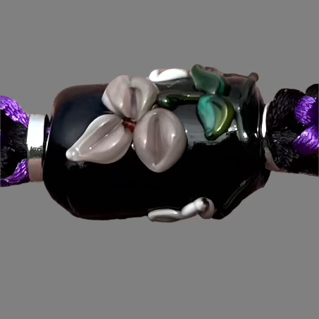 Purple flowers on purple & black cord - Dr. Jen Jitsu