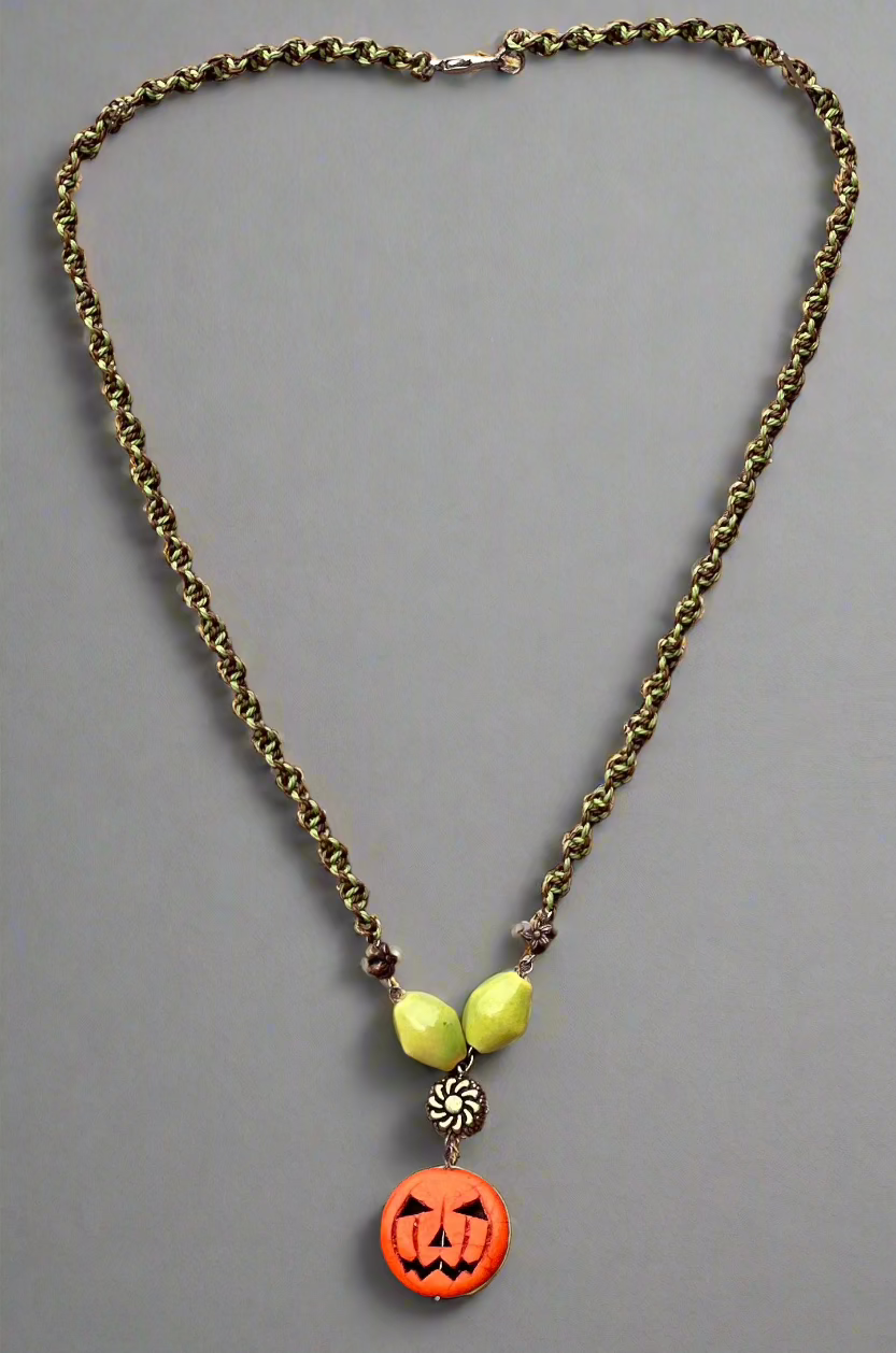 Halloween Themed Necklace with Lentil Beads - Dr. Jen Jitsu