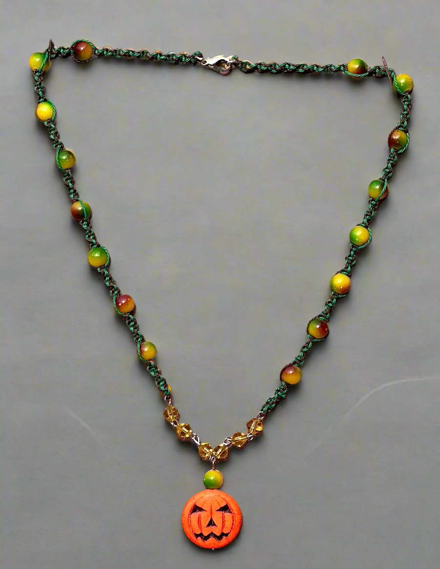 Halloween Themed Necklace with Brown & Green Beads - Dr. Jen Jitsu