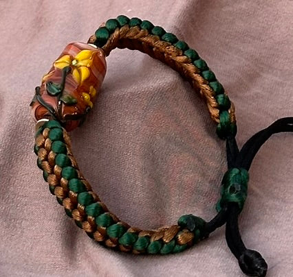 Yellow flowers on green & tan cord - Dr. Jen Jitsu