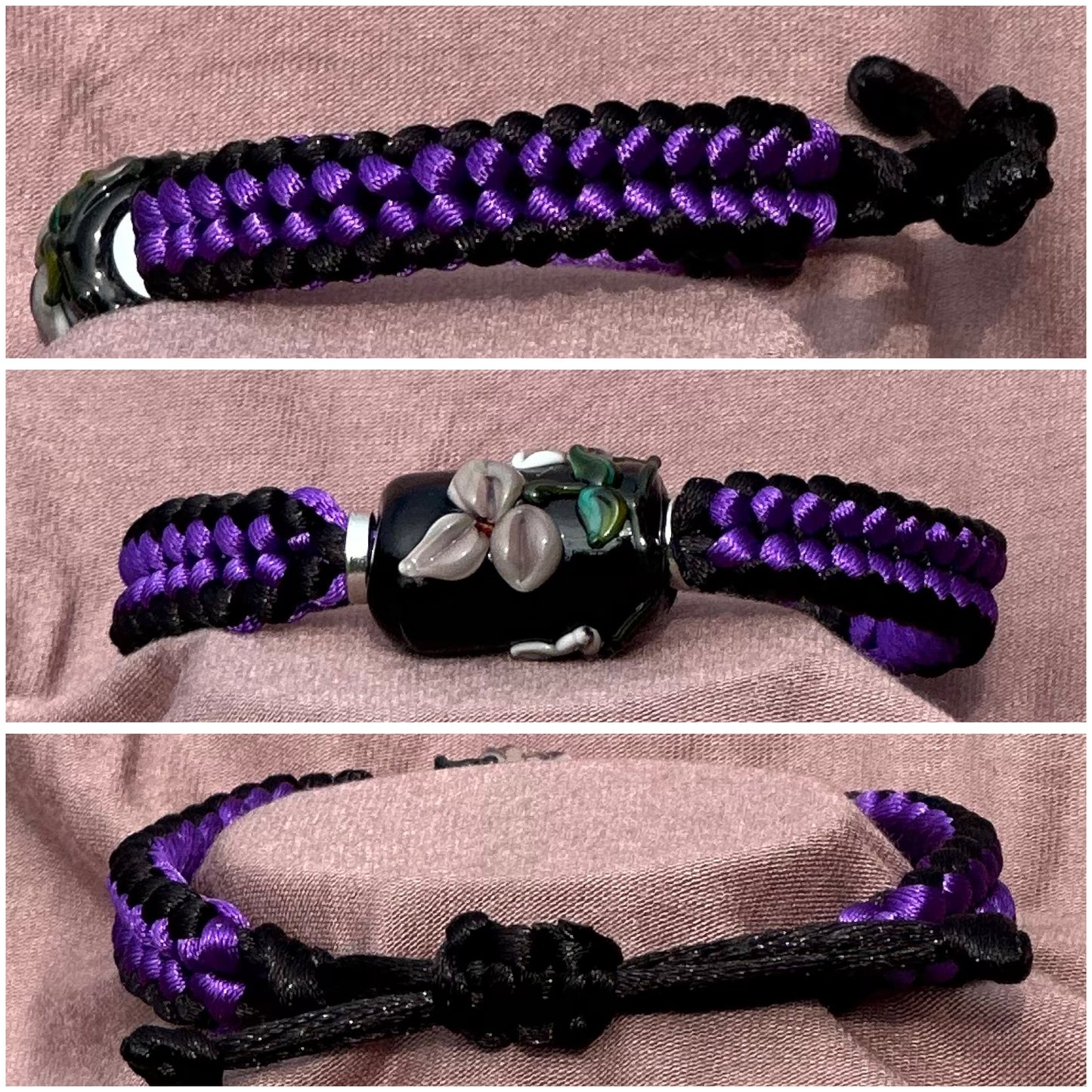 Purple flowers on purple & black cord - Dr. Jen Jitsu