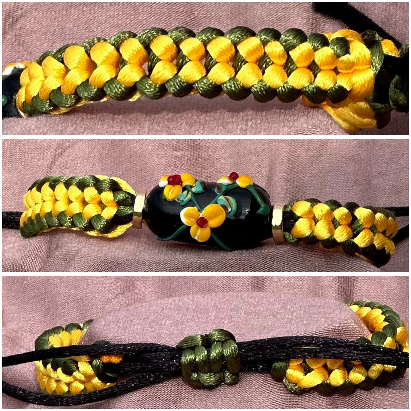 Yellow flowers on yellow & green cord - Dr. Jen Jitsu
