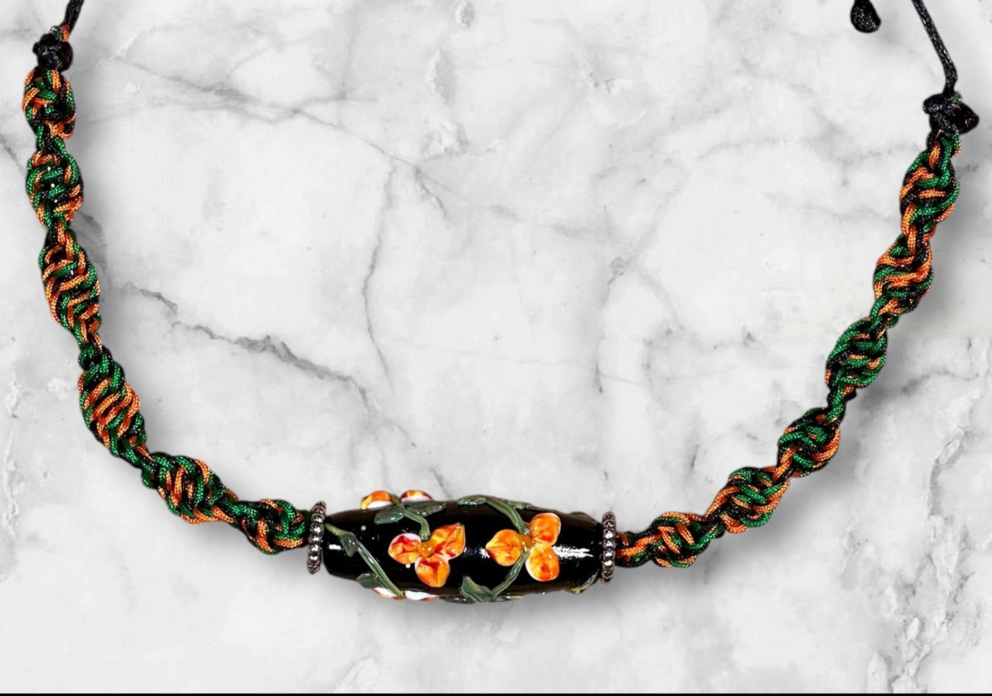Orange & Red flower necklace