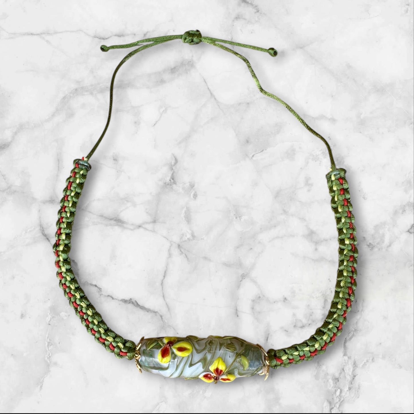 Yellow and red flower necklace