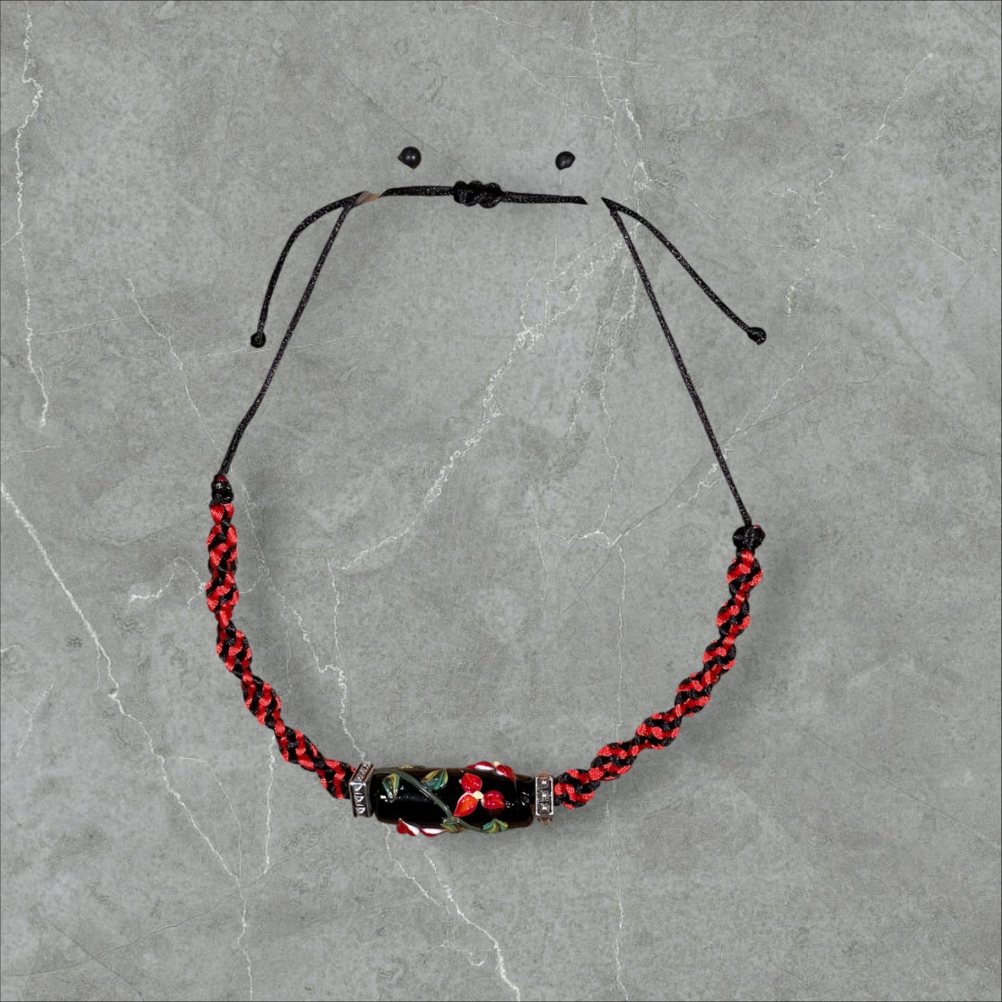 Red flower necklace