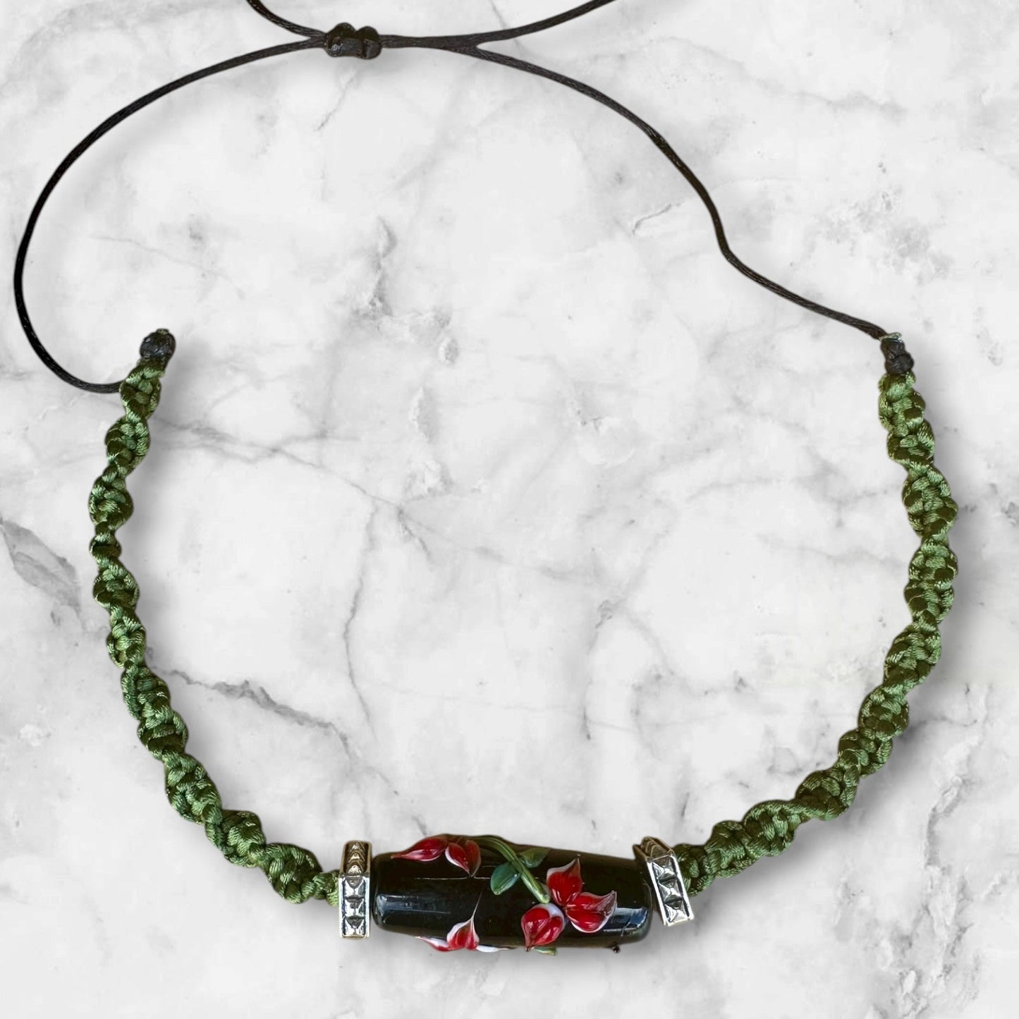 Bright red flower necklace