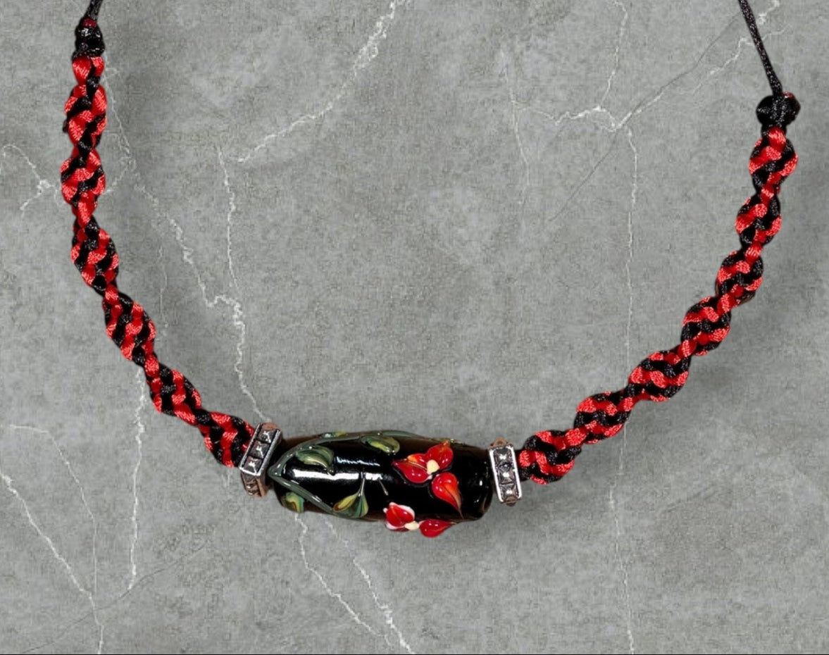 Red flower necklace