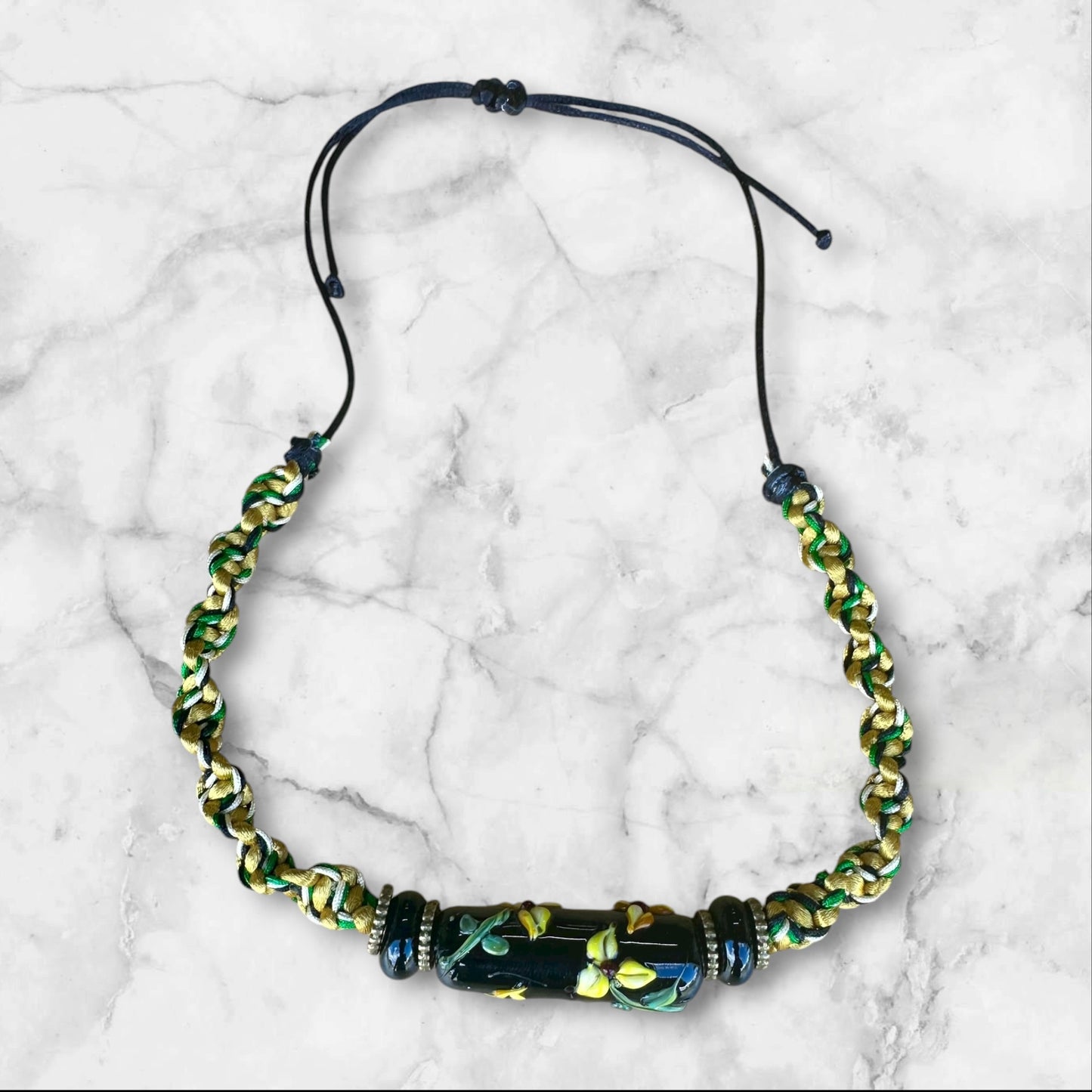 Yellow and tan flower necklace