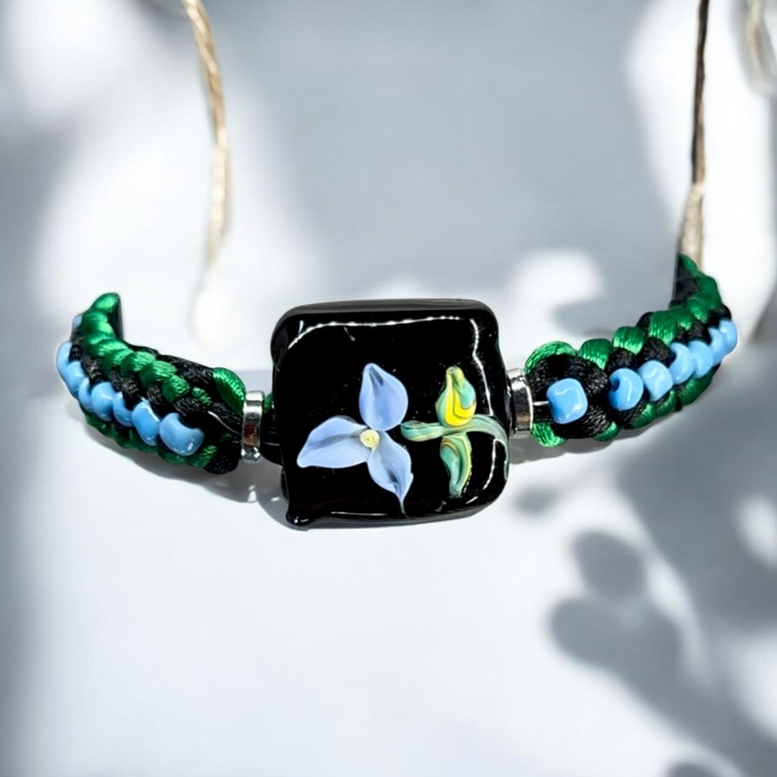 2) Bracelets: Handmade Glass Beads on Nylon Cord