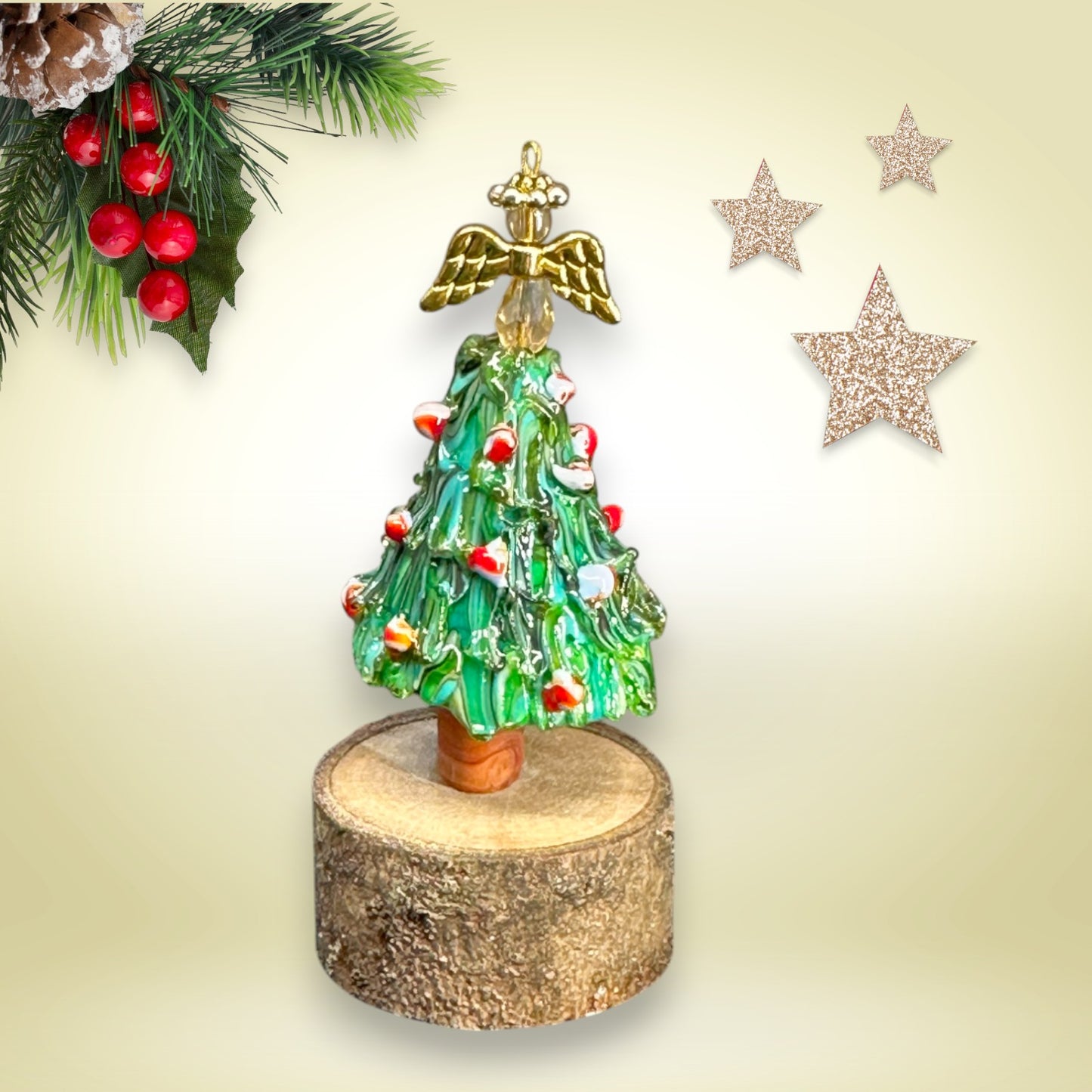 Miniature Christmas Tree with a Golden Angel 1