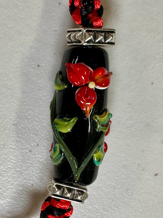Red flower necklace