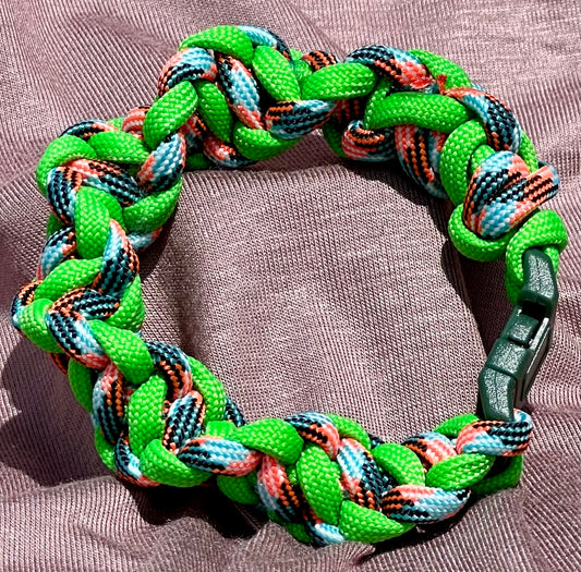 Paracord Bracelet Twisted with Neon & Green Cord