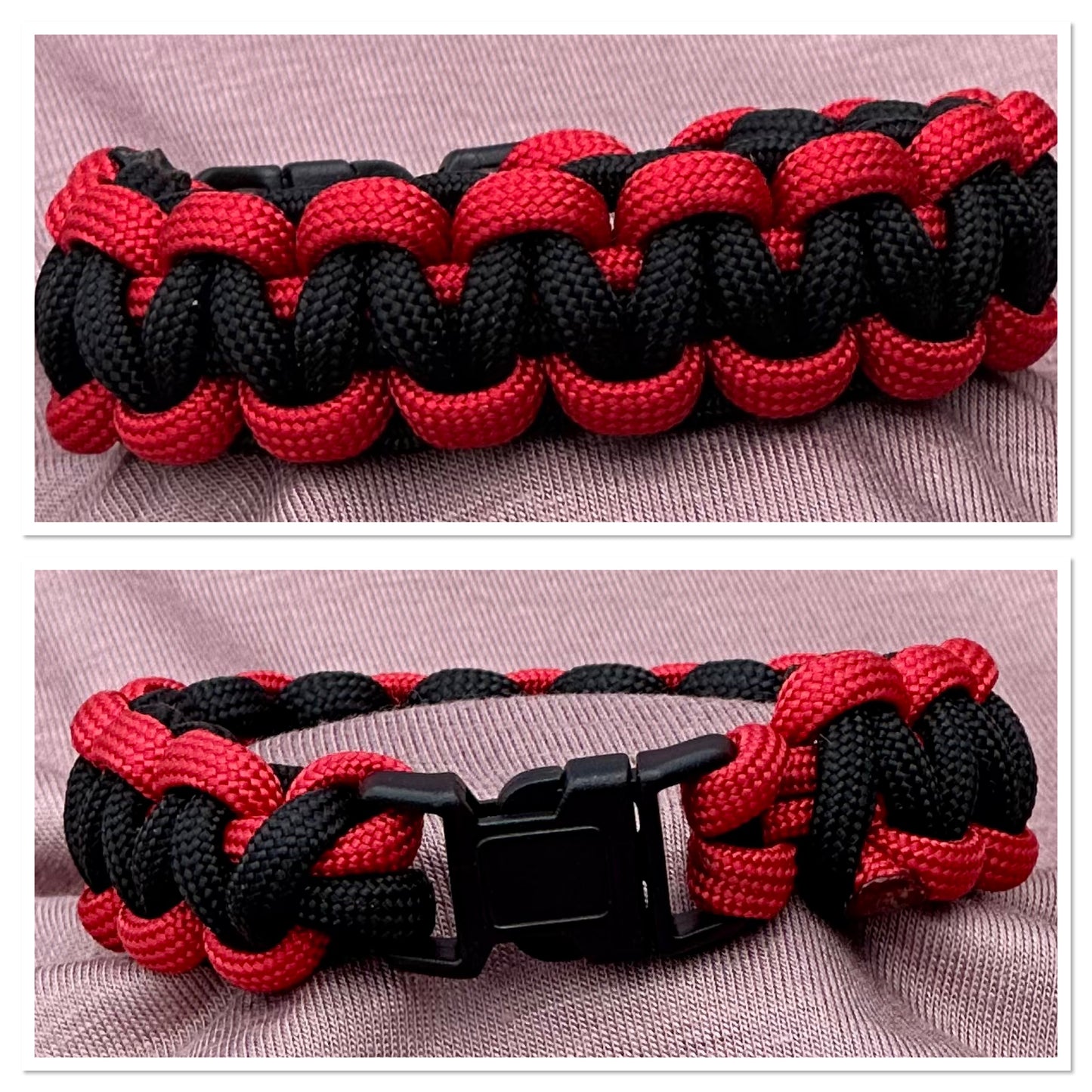 Paracord Bracelet of Red & Black