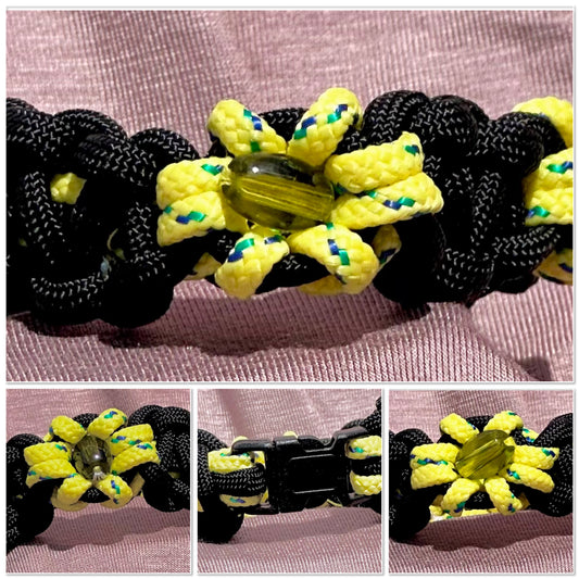 Paracord Bracelet with Yellow Flower Designs