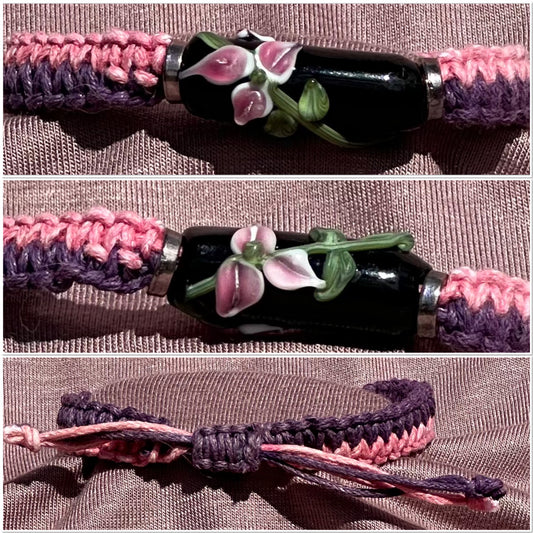 Pink flowers with pink & purple cord