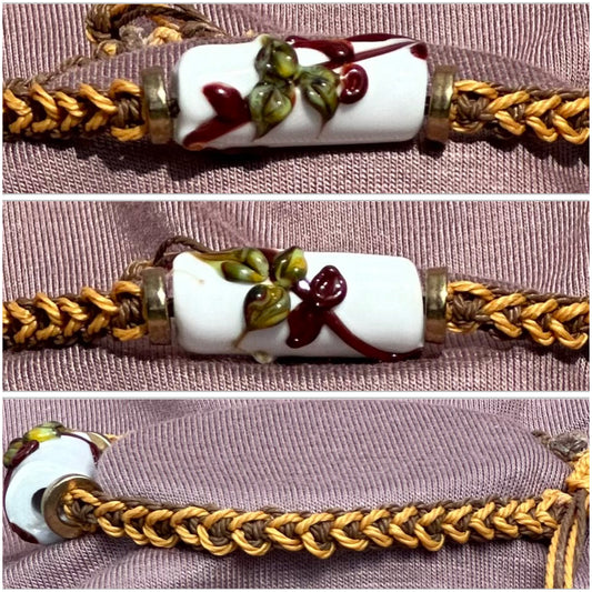 Fall theme bead with yellow & brown cord