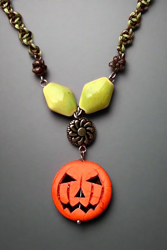 Halloween Themed Necklace with Lentil Beads