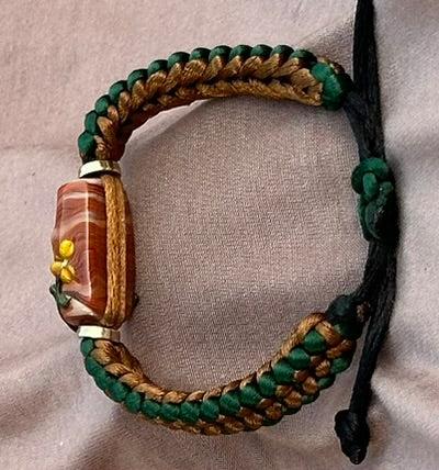 Yellow flowers on green & tan cord - Dr. Jen Jitsu