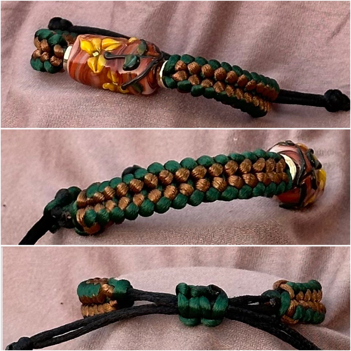 Yellow flowers on green & tan cord - Dr. Jen Jitsu
