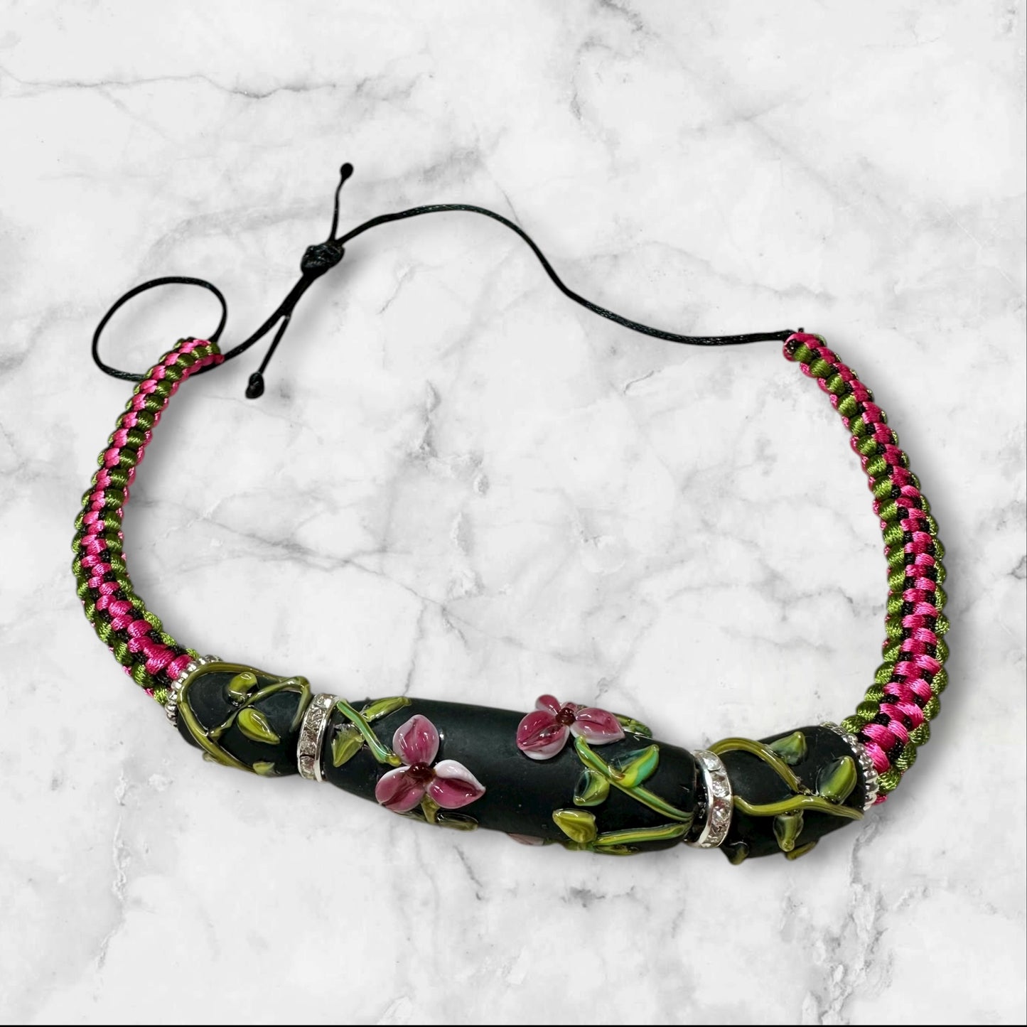 Pink flower necklace