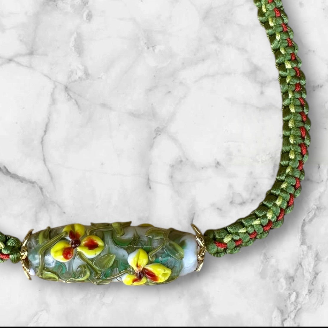 Yellow and red flower necklace