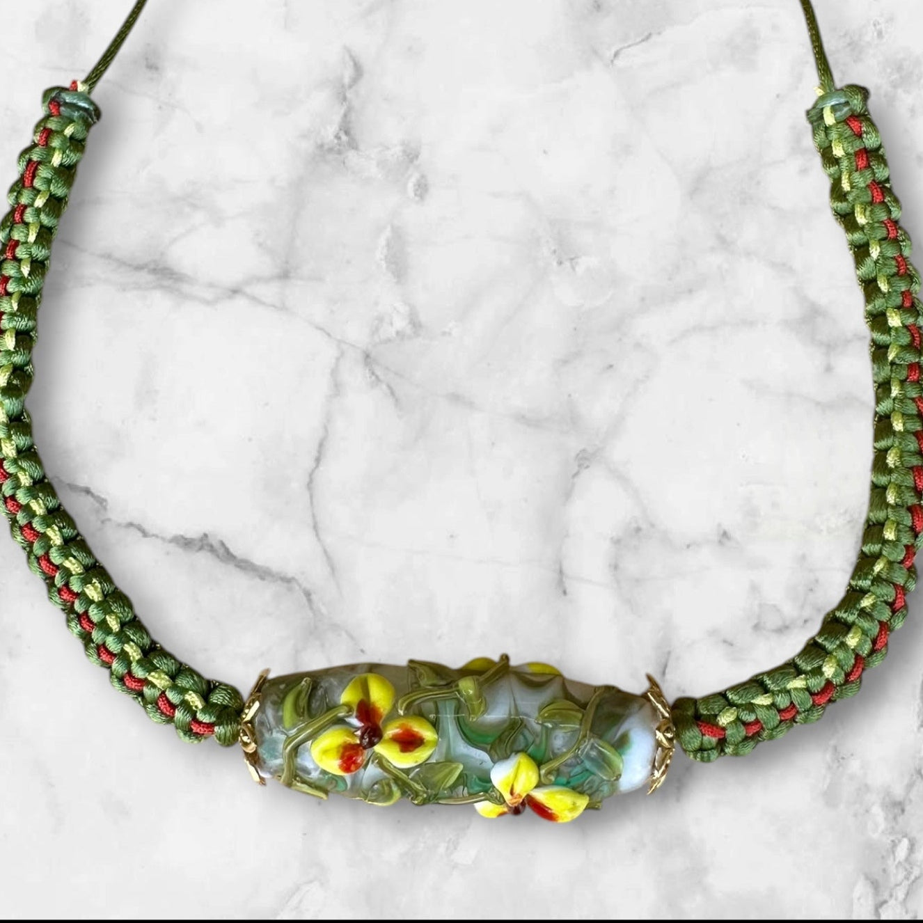 Yellow and red flower necklace