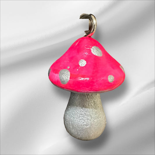 Neon pink and metallic silver mushroom