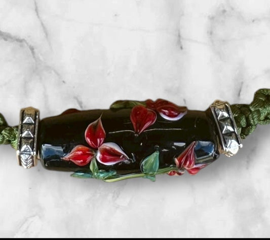 Bright red flower necklace