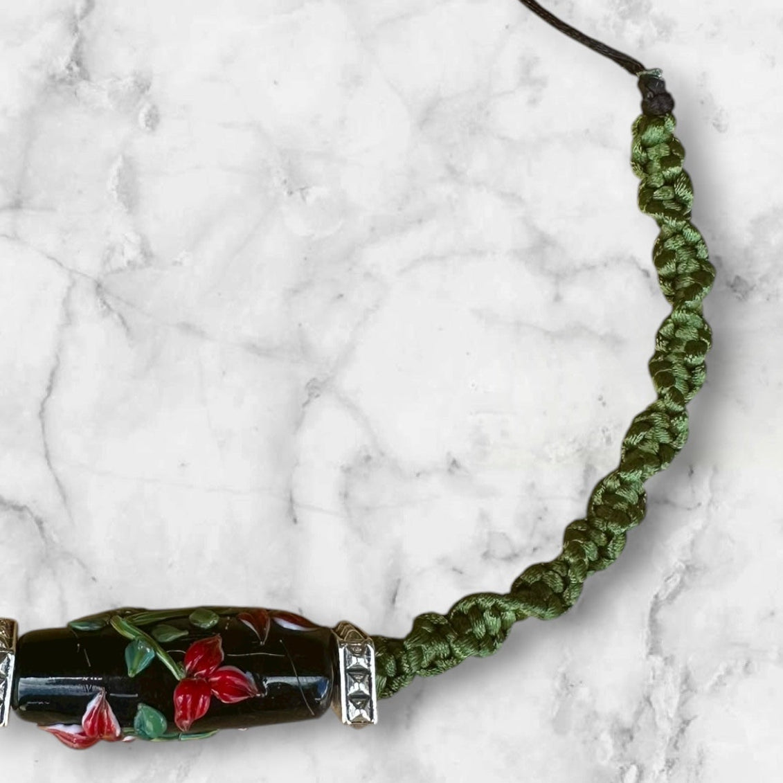 Bright red flower necklace