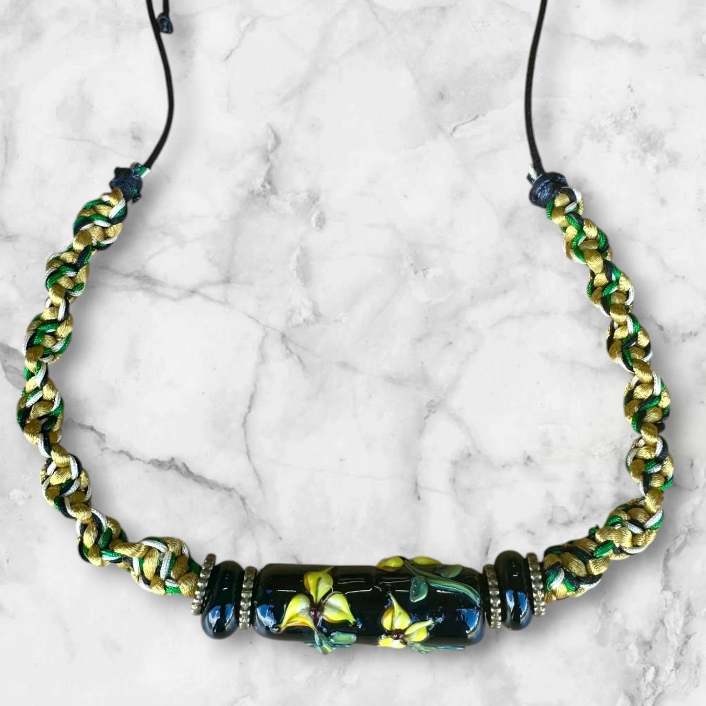 Yellow and tan flower necklace