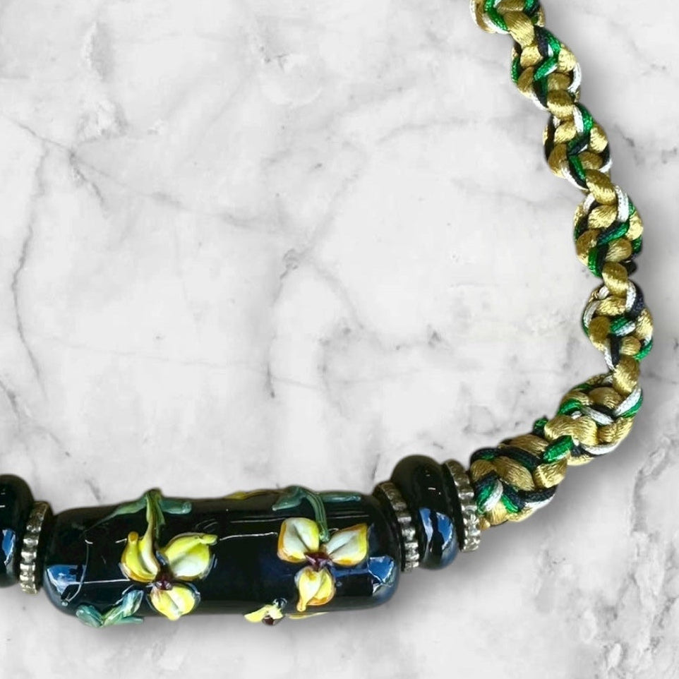 Yellow and tan flower necklace