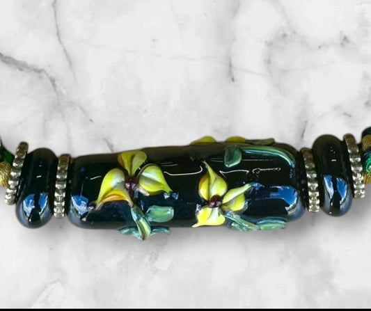 Yellow and tan flower necklace