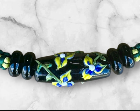 Yellow and blue flower necklace