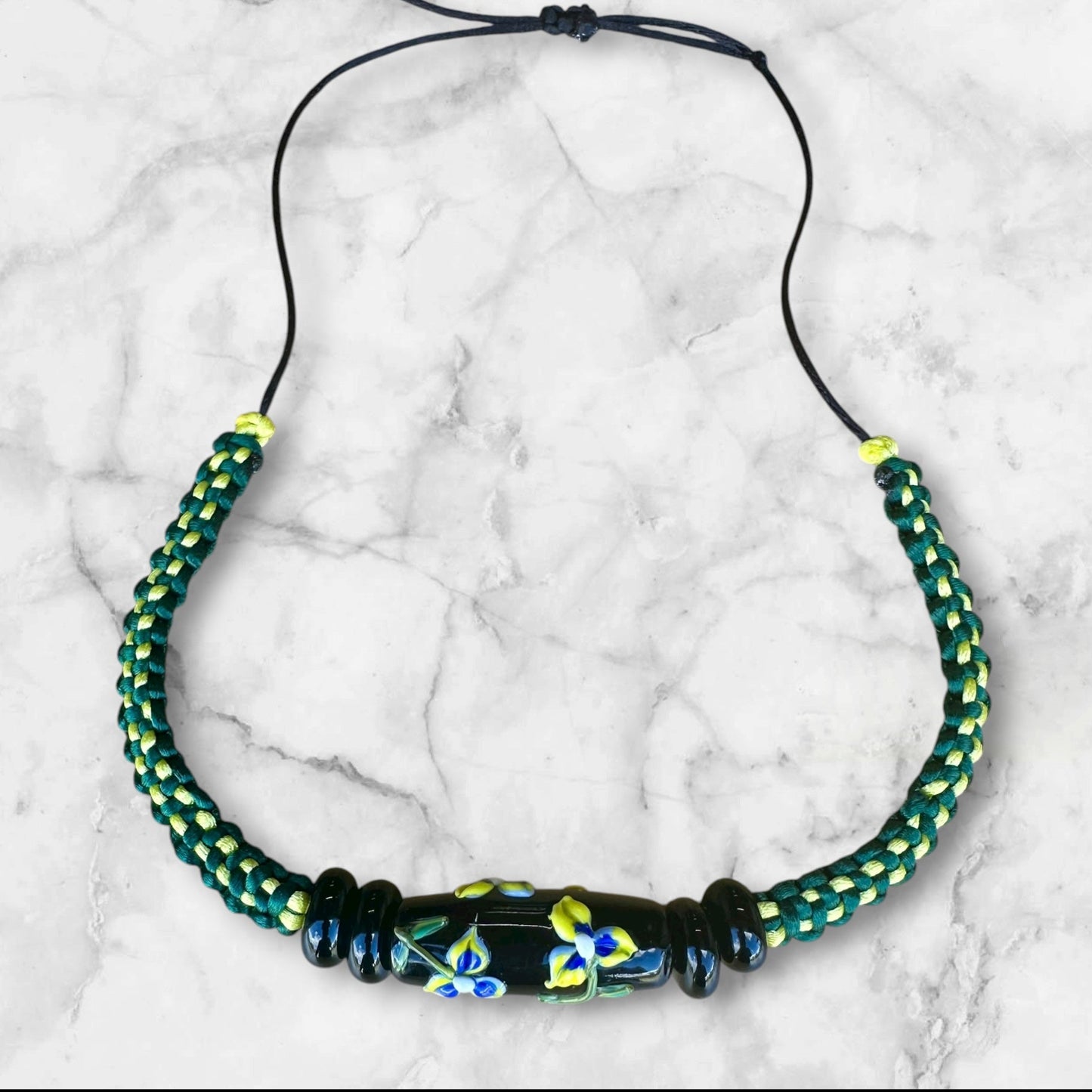 Yellow and blue flower necklace