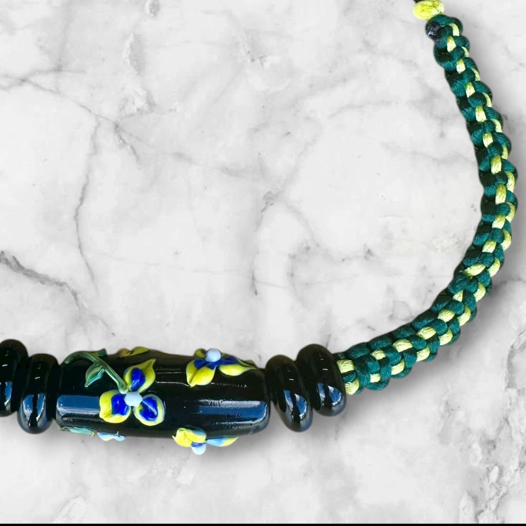 Yellow and blue flower necklace