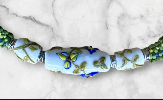 Blue and yellow flower necklace