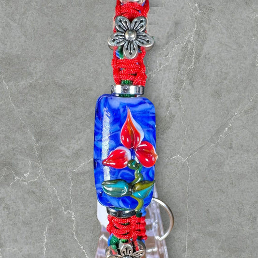 Red flowers with silver flower charms