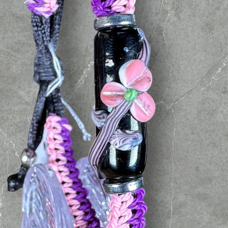 Pink flowers with pink & purple cord