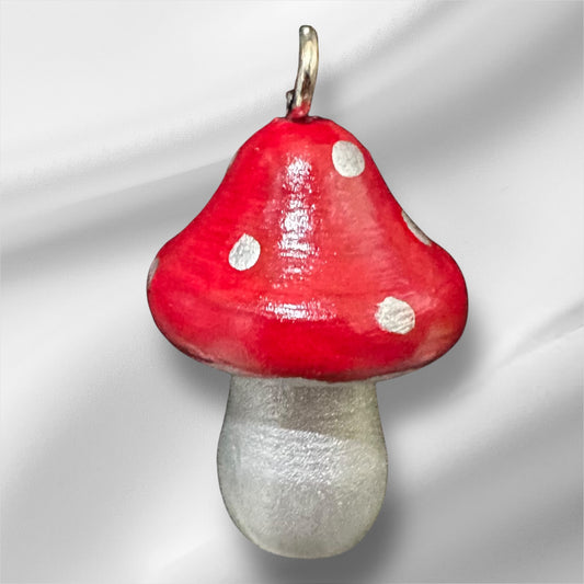 Brick red and metallic silver mushroom
